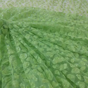 

JOY-3901 latest style green color glitter lace best quality glitter Sequins lace african lace fabric for sexy dress fabric