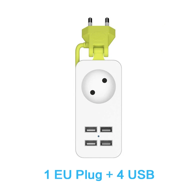 Силовая лента 4 USB 1/2 ЕС розетки мульти разъем питания 1200 Вт 1,5 м провод настенное зарядное устройство для мобильных планшетов удлинитель портативный разъем - Цвет: 1 EU outlet