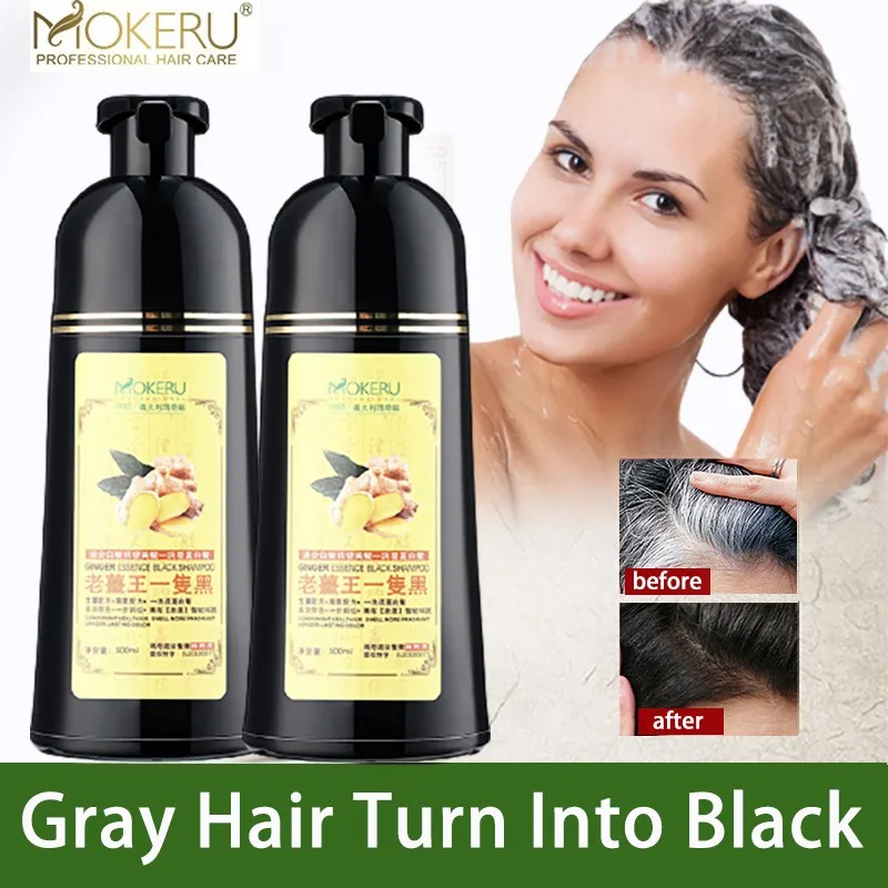 Mokeru 3 unids/lote Natural de la planta de jengibre, la de la no Cuero cabelludo permanente negro gris pelo tinte champú para mujer gris pelo blanco eliminación|Cuencos mezclar el tinte