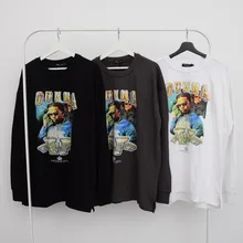 Camisetas gráficas de Rock de manga larga para hombre, camisas de algodón de gran tamaño a la moda para hombre, camisetas Vintage, ropa de Hip Hop para primavera 2020