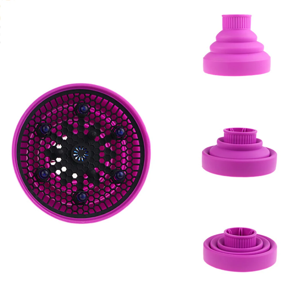 Silicone Universal Hair Diffuser Dryer Blower Hairdressing Salon Hair Curly Dryer Folding Diffuser Cover 4 Colors 5