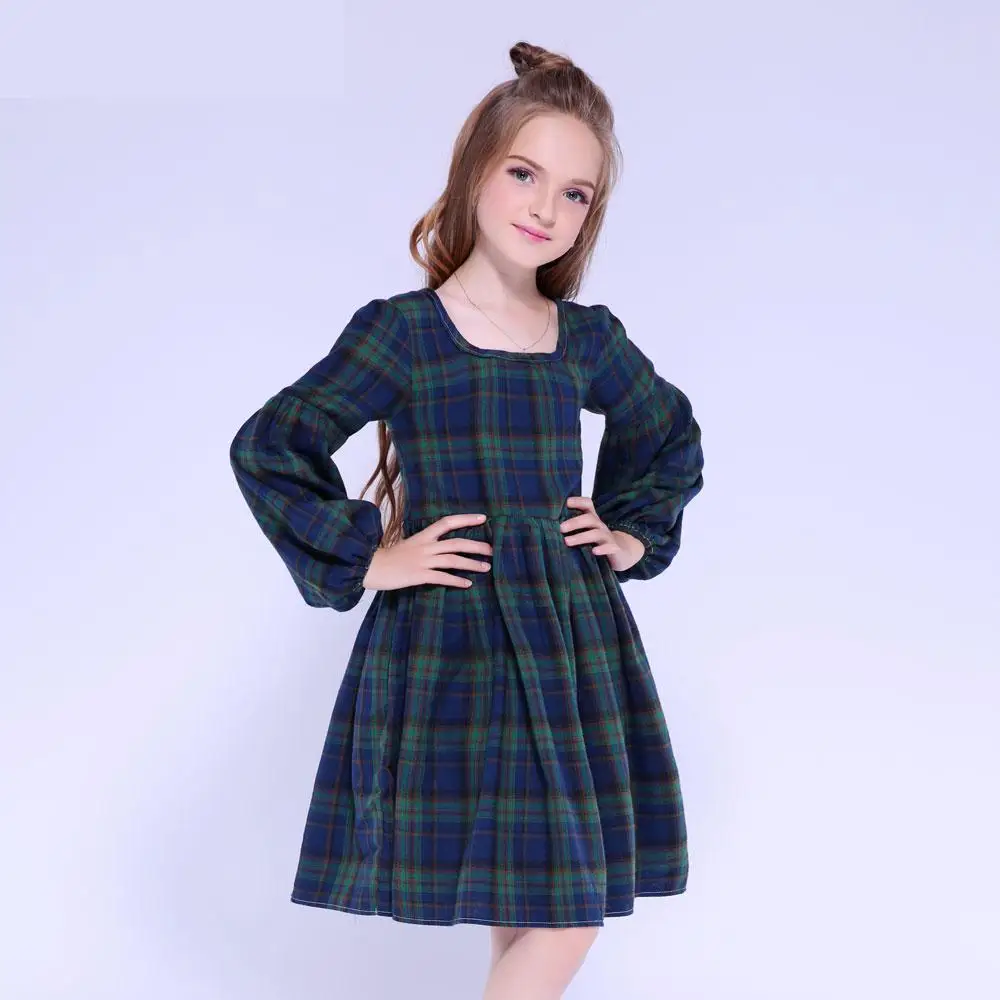 Одежда коллекция года, зимнее платье для девочек праздничные платья в клетку с длинными рукавами милое детское платье принцессы для девочек возрастом 2, 4, 6, 8, 10 лет