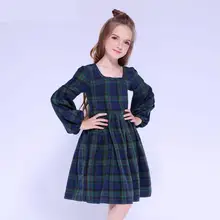 Одежда коллекция года, зимнее платье для девочек праздничные платья в клетку с длинными рукавами милое детское платье принцессы для девочек возрастом 2, 4, 6, 8, 10 лет