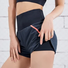 Женские спортивные шорты для тренажерного зала, йоги, с высокой талией, 2 в 1, шорты для фитнеса, бега, уличных тренировок, велоспорта, пробежек, шорты с подкладкой