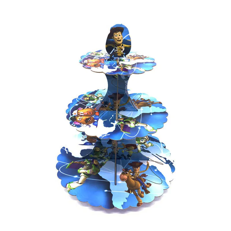 cakestand-1set Тема История Игрушек 4 вечерние принадлежности салфетки чашка тарелка флаг одноразовая посуда набор История игрушек 4 день рождения украшения принадлежности - Цвет: cakestand-1set