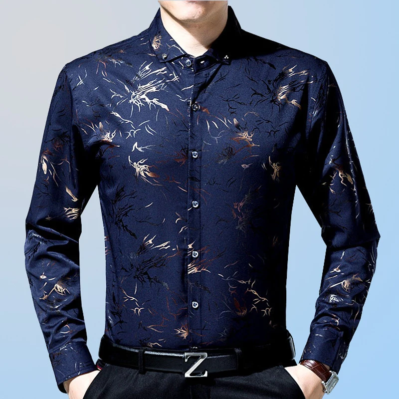 2020 Мужская модная брендовая Повседневная Деловая приталенная рубашка Camisa с
