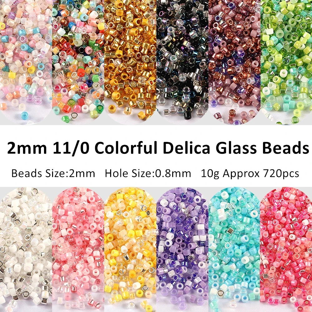 

2mm 11/0 Japanese Miyuki Delica Glass Beads Colorful Round Spacer SeedBeads For DIY Jewelry Making French Embroidery Accessories