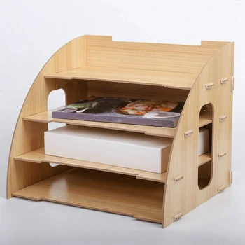 

Sector Creative Desktop File Organizer Wood Document Holder Letter Tray 4 Layers for Office School Home Use Office Supplies