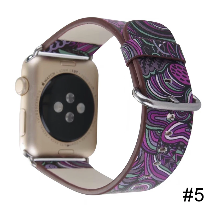 Чехол для Apple Watch 40, 42, 44, 38 мм кожаный чехол для часов серии 5, 4, 3, 2, 1 освежающий цветочный ремешок для часов с китайской росписью