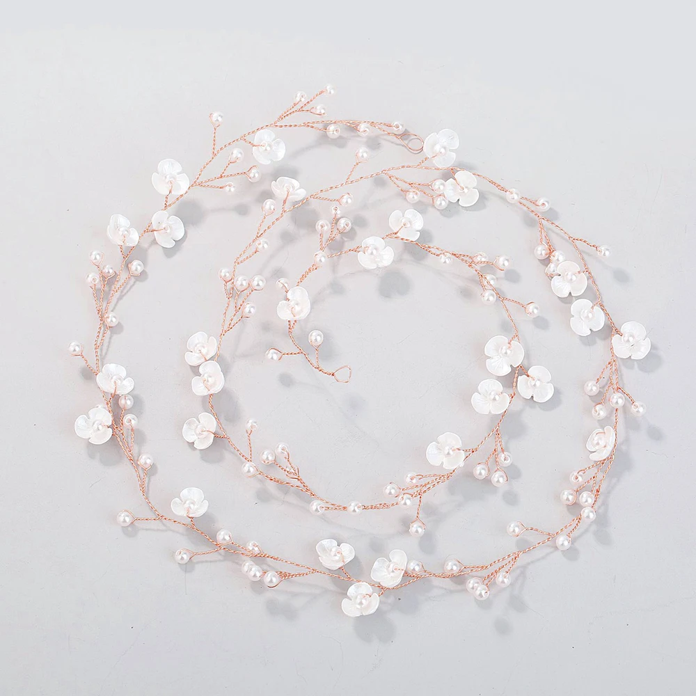 Pearl Flower Bridal Hair Vine Brides Headwear Party Prom Hair Accessories Wedding Jewelry Women Headbands Fashion Tiara