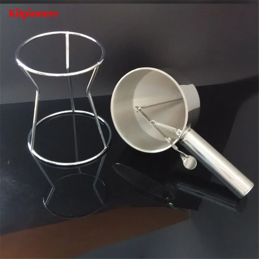Full Stainless Steel Jam Dispenser Donut Waffle Batter Funnel Distributor Takoyaki Ball Helper Tool With Shelf