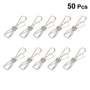 

50pcs Wire CLips Hanging Sturdy Durable Stainless Steel Multi-purpose Solid Clip Utility CLips Wire Pins for Paper Socks Clothes