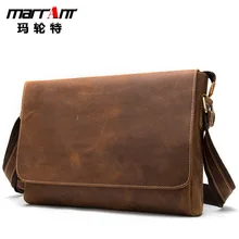 Retro Men's Bag Men's Leather Single-Shoulder Bag Crossbody Bag Crazy Horse Leather Frosted Fashion Men's Bags Tide