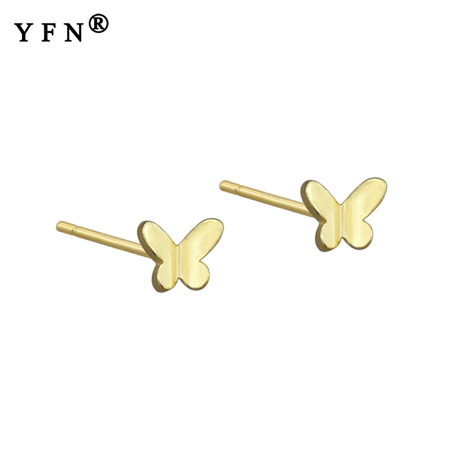 Серебряные серьги гвоздики YFN маленькие бабочки модные ювелирные изделия