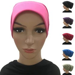 Muslim Women Cotton Underscarf Bonnet Brim Inner Cap Head Scarf Hijab Cover Under Scarf Headwrap Plain Soft Niqab Cap Arab Hijab