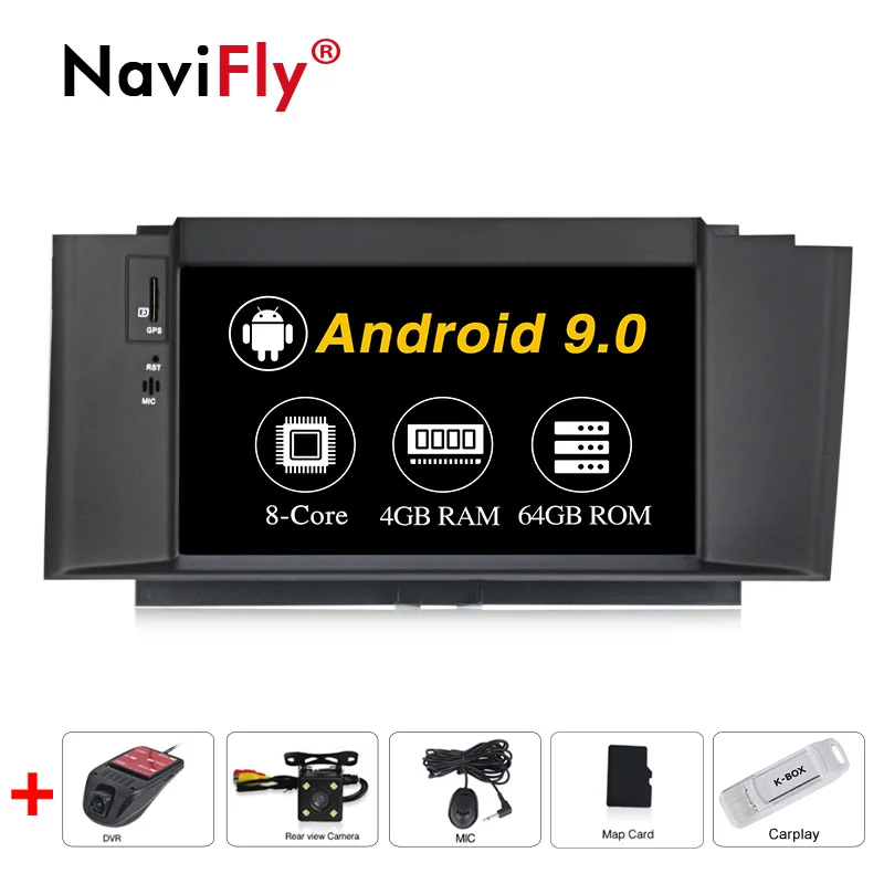 NaviFly PX30 2 Гб PX5 4 ГБ Android 9,0 Автомобиль Радио DVD gps для Citroen C4 C4L DS4 2011 2012 2013 Автоматическая навигация - Цвет: 4-64-Cam-DVR-Carplay