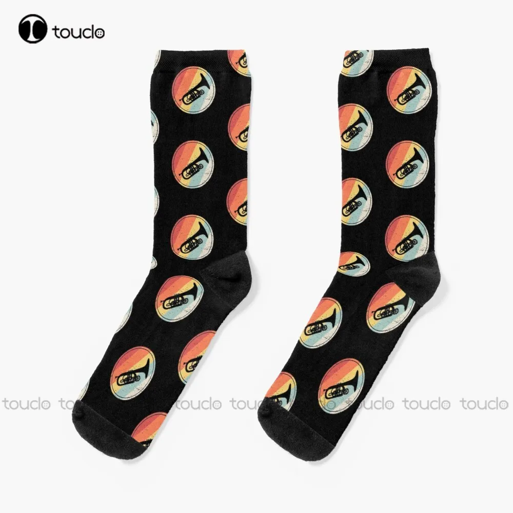 

Vintage Retro Mellophone Socks Unisex Adult Teen Youth Socks Personalized Custom 360° Digital Print Hd High Quality Funny Sock