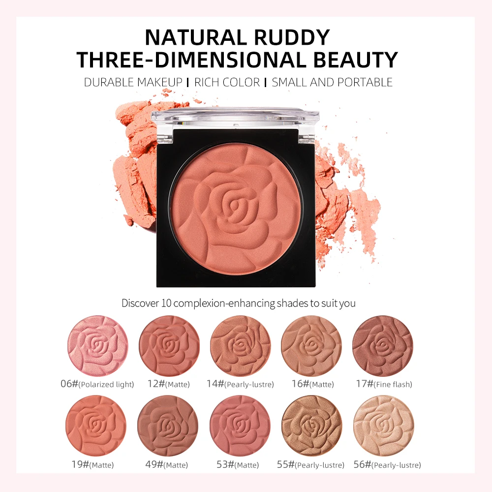 

Face Blush Makeup Palette Petal Matte Blusher Highlighter Powder Contour Cheek Rouge Easy to Wear Make Up Natural Minerals