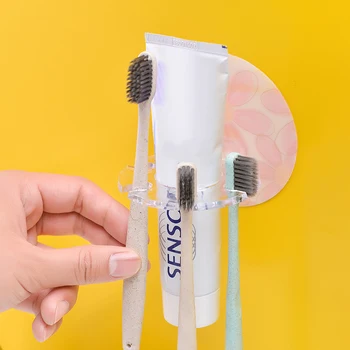 

Disc Multi-card Slot Toothbrush Rack Toothbrush Hanging Set Storage Box Multi-functional Wall-mounted Bathroom Toothpaste Holder