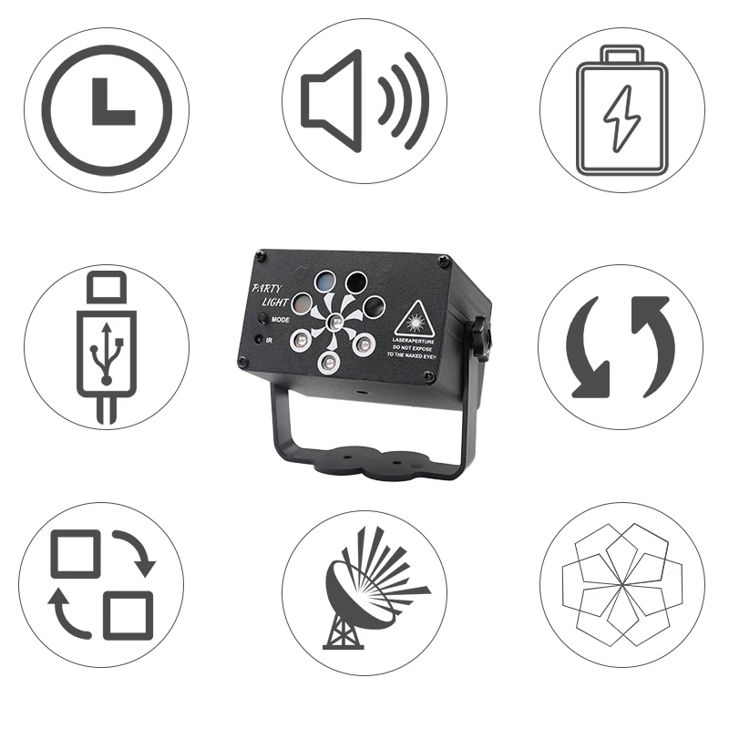 Лазерный прожектор для дискотеки с голосовым управлением 128 моделей|Эффект