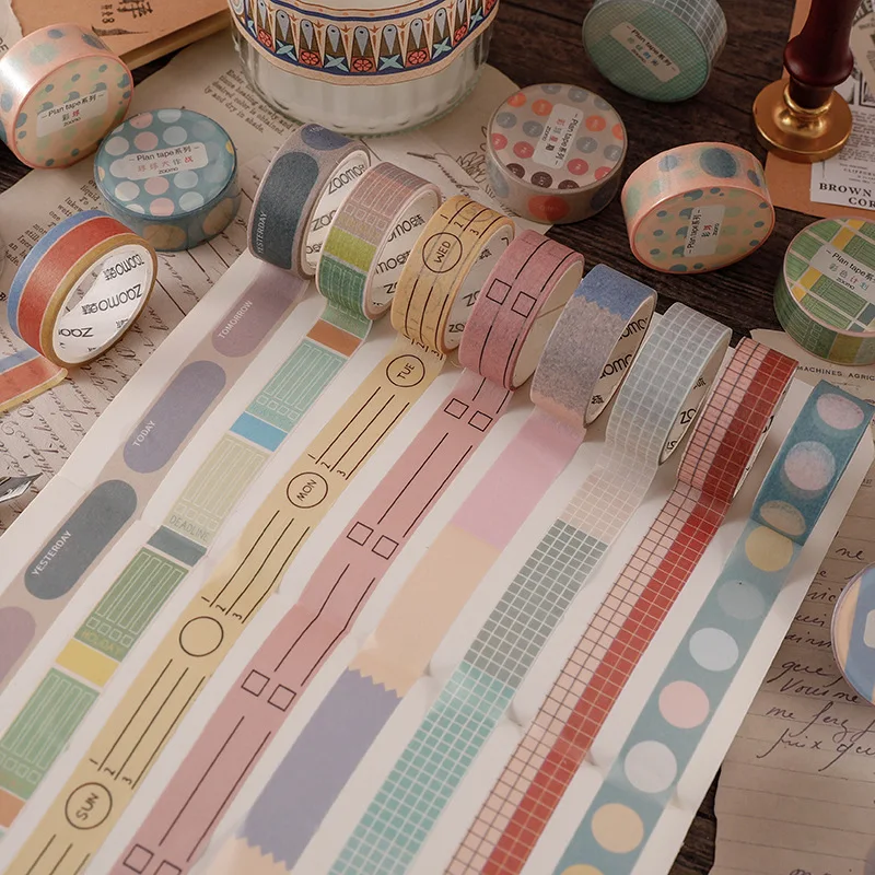 Cute Kawaii Washi Tape Vintage Solid Scrapbook Diary Masking Washi Tapes Aesthetic Selfsticky