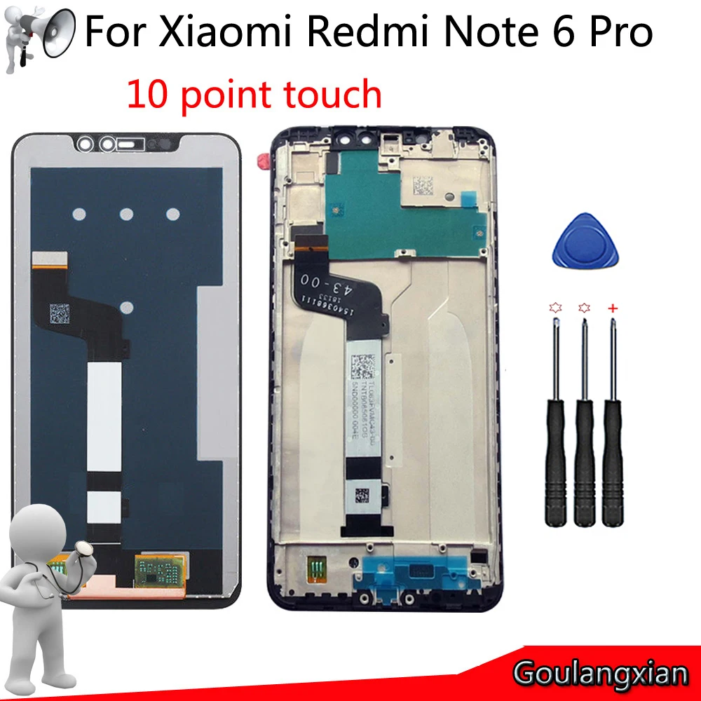 6 26 ''ЖК + рамка для Xiaomi redmi Note на ЖК-дисплей с сенсорным экраном дигитайзер в