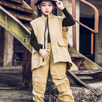 

Hip Hop Dance Costumes Sleeveless Jacket Boys And Girls Autumn And Winter Tide Street Stage Clothes Child Jazz Dancewear DQL2652