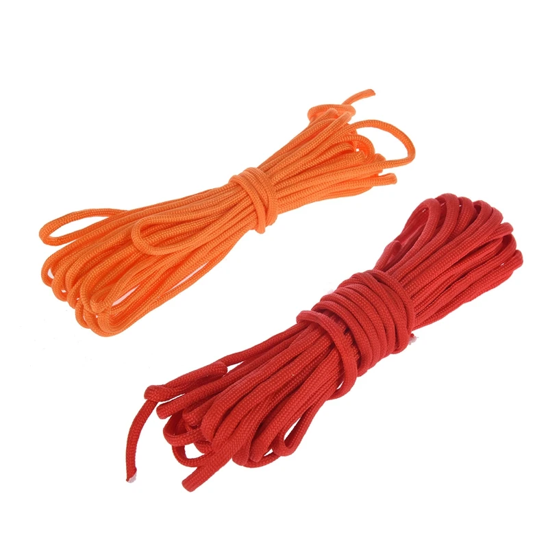 2 Pcs 25FT Paracord 550 Parachute Rope 7 Core Strand for Climbing Camping Buckle Rope, Orange& Red