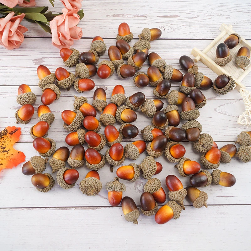 

50PCS Artificial Mini Acorn Fruits Oak Foam Nut Ornaments Rustic Wedding Party Decor Xmas Tree Christmas Decorations C1429 c