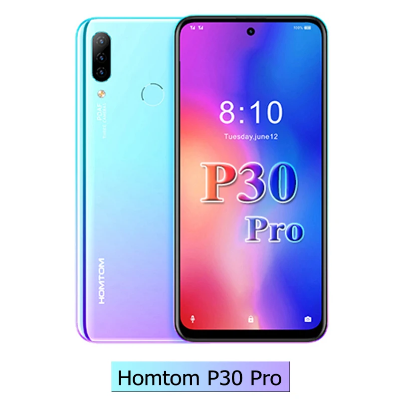 HOMTOM P30 Pro, 4 Гб ОЗУ, 64 Гб ПЗУ, Восьмиядерный мобильный телефон, 6,41 дюймов, полный дисплей, 13 МП, задняя камера, смартфон, отпечаток пальца - Цвет: P30 Pro Blue