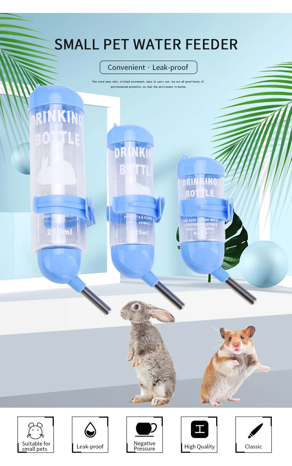 Title 8, Hamster Water Bottle Cage Kennel Hanging Drinki...