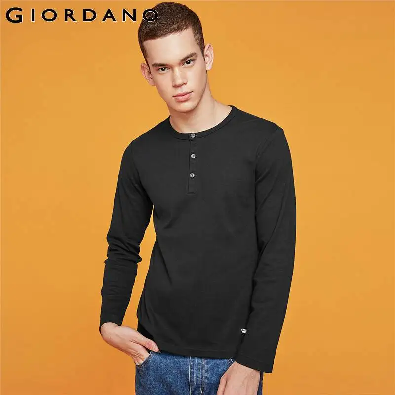 Giordano/мужская футболка с длинным рукавом, футболка с принтом «Henry», Homme Camiseta Masculina, хлопок, теплые зимние топы 01029803
