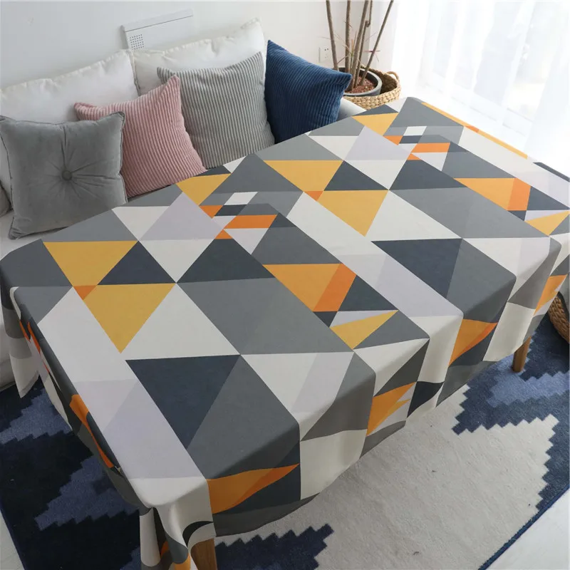 

Waterproof Rectangle Dining Table Cloth Black Blue Geometric Table Cover For Wedding Party Kitchen Tablecloth Polyester Fiber