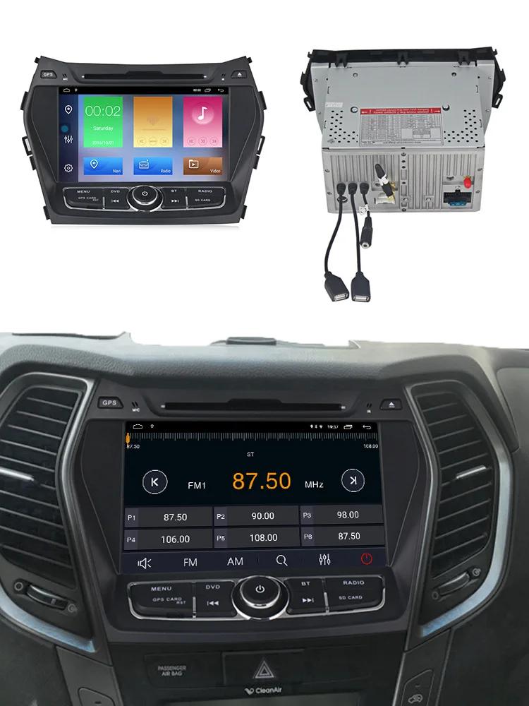 Perfect New arrival!Built-in DSP android 9.0 car radio GPS navigation player for Hyundai IX45 Santa fe 2013 2014 WiFi BT USB carplay 12