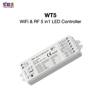 

WT5 WiFi & RF 5 in1 LED Controller DC 12-24V Tuya APP Cloud / Voice / Wireless Remote Control 5 Channels 1-5 Color SkyDance