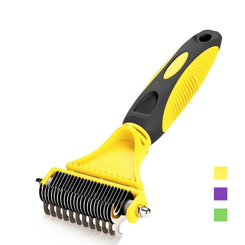 Pet Dog Dematting Comb with 2 Sided Professional Grooming Rake for Easy