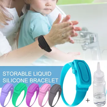 

2PC Adult Kids Liquid Wristband Hand Dispenser Wearable Hand Sanitizer Dispenser Pumps Silicone Alcohol Disinfectant Bracelet50
