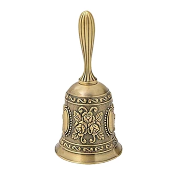 

Hand Bell, Metal Tone Ring Alarm Hand Hold Service Call Bell Desktop Bell Tea Dinner Bell Game Bell, Christmas Bell Gold