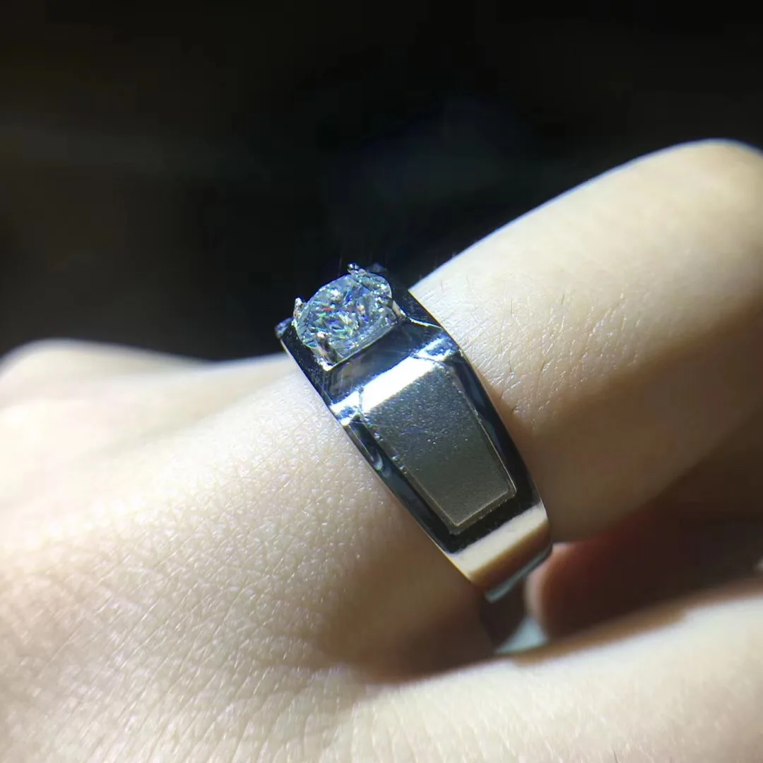 Круглое серебряное кольцо Moissanite 0.80ct D VVS Роскошные Moissanite свадебное кольцо для мужчин