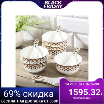 

A set of bowls with spoons "Jasmine", 12 items: 6 bowls 11.5x6 cm, 6 spoons