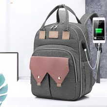 Bolsa de pañales para bebé, organizador multifuncional USB, grande, para mamá, maternidad, cochecito