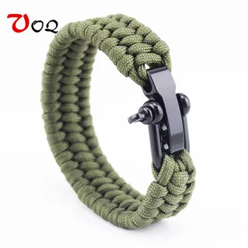 Outdoor Camping Survival Gelang Pria Pendakian Olahraga Tali Parasut Adjustable Stainless Steel Gesper Persahabatan Gelang Pria
