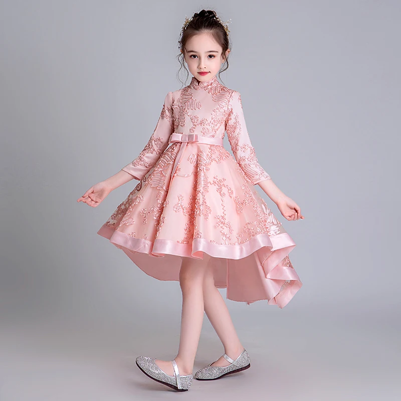 2019 осенняя одежда со шлейфом для выступлений платье принцессы девочек детское