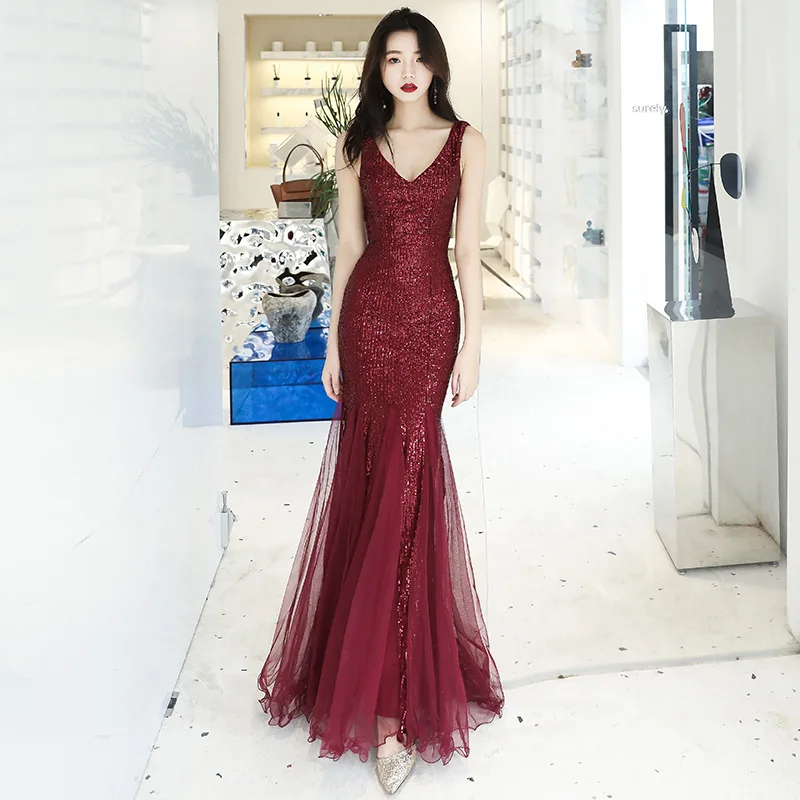 prom dresses sexy v-neck mermaid sequin prom dress long prom gown robe de soiree party dress