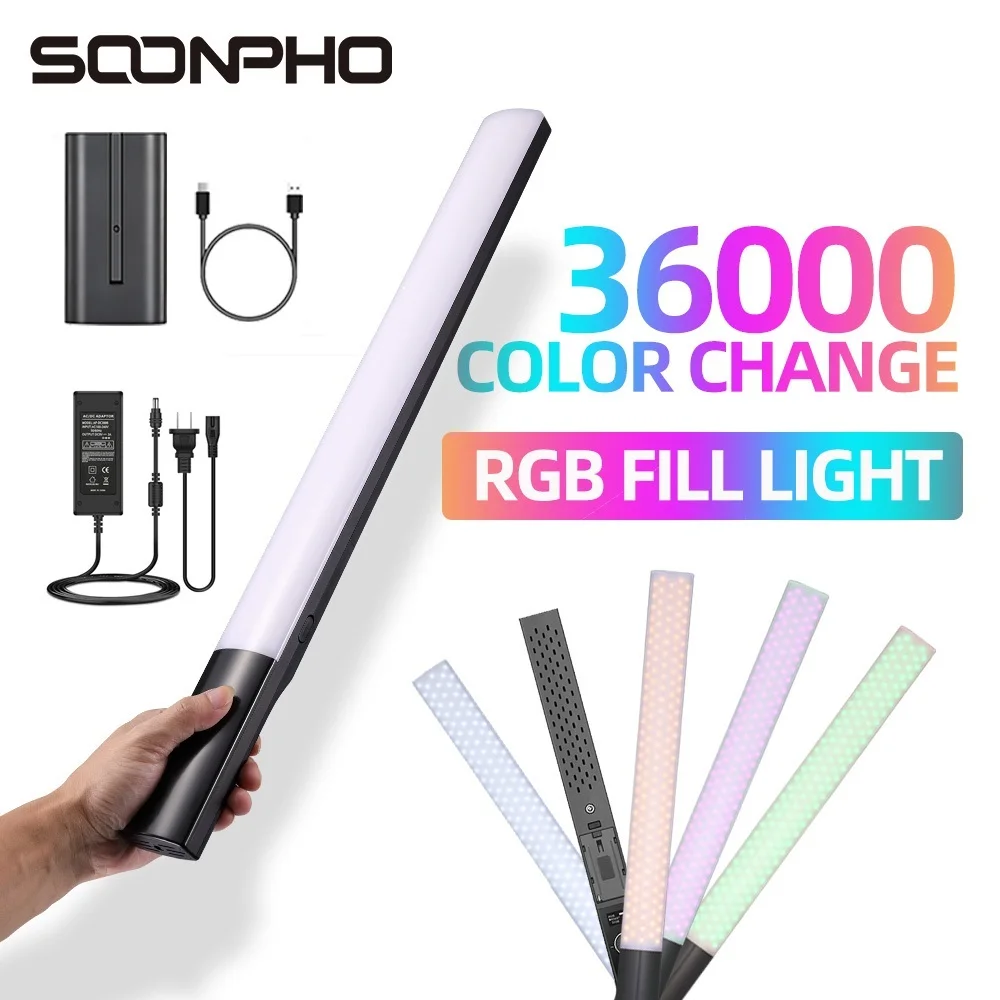 SOONPHO P20 Handheld 2500K-8500K RGB CRI95+ Ice Stick Rod-shaped LED Video Light Wand for Tik Tok Studio Photography Youtube | Электроника