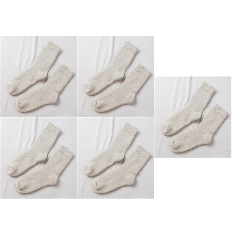 Зимние высококачественные шерстяные носки, мужские удобные кашемировые толстые носки, зимние теплые пушистые шерстяные носки, мужские однотонные носки - Цвет: 4