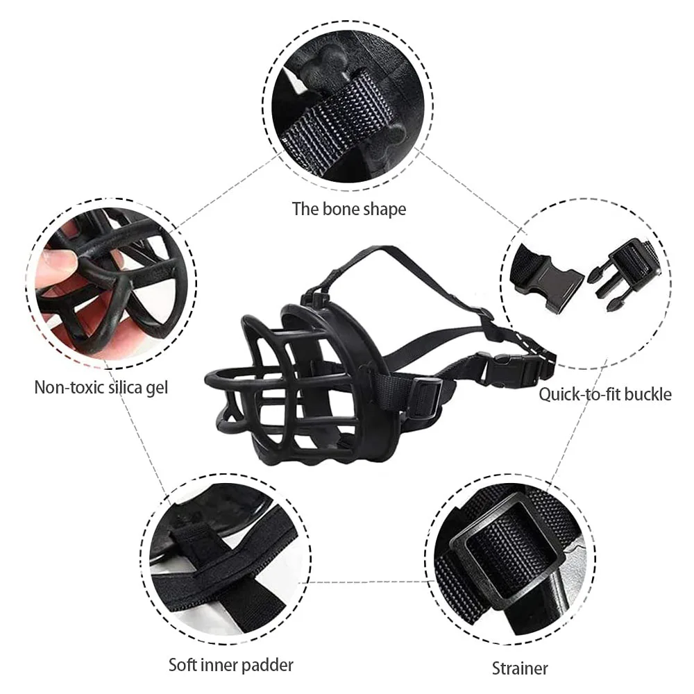 Strong Large Dog Muzzle Breathable Soft Rubber Basket Dog Muzzle Stop Biting Barking Chewing For Greyhound Whippet Products