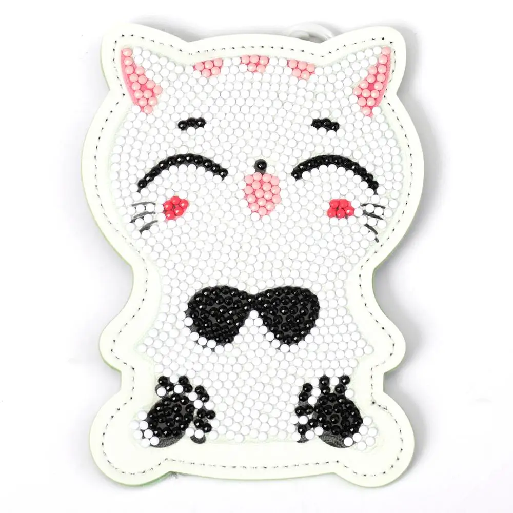 DIY полная дрель Алмазная картина кошелек сумка животное цвет собака кошка брелок-Кошелек для монет Подвески стежка вышивка подарок для детей - Цвет: White Cat