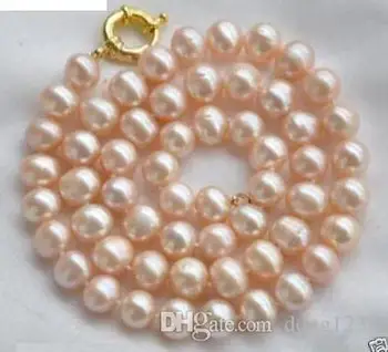 

New 9-10mm Natural Pink Freshwater Pearl Necklace 18 "