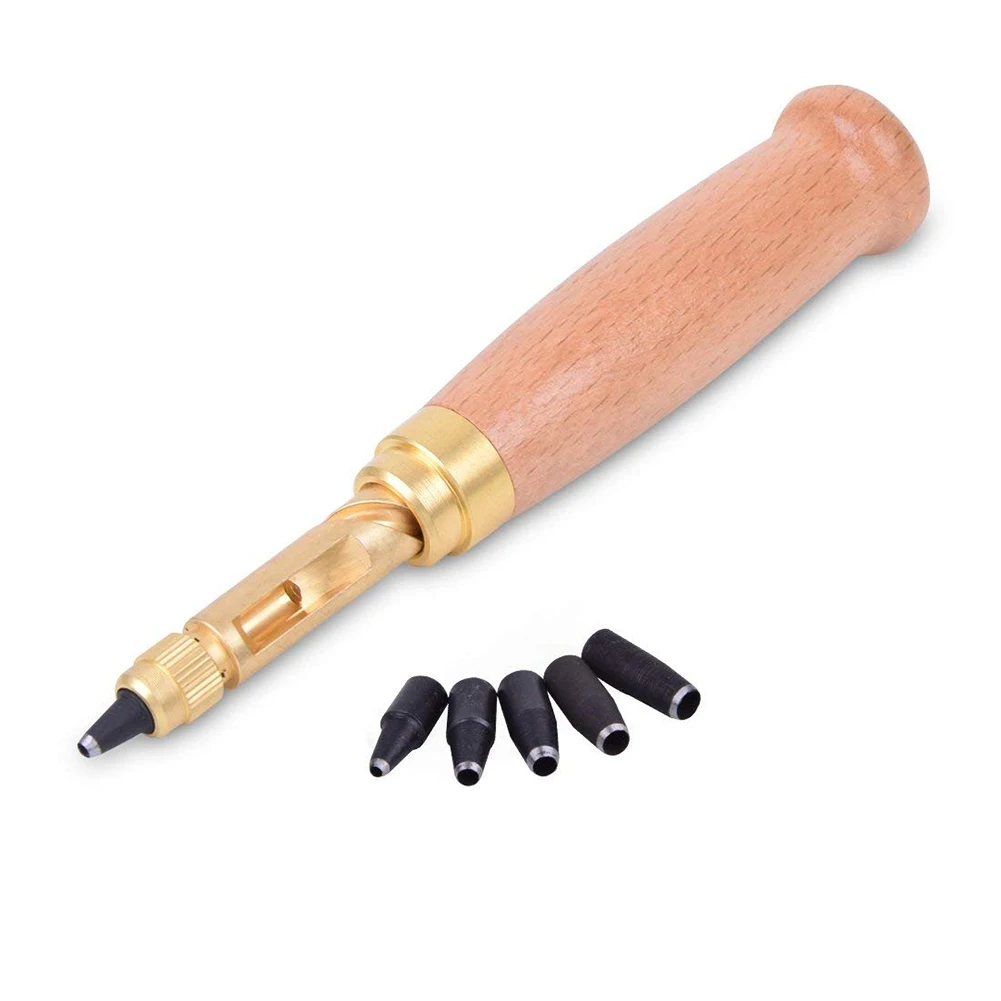 Belt Hole Punch Craft Auto Book Drill Screw Noise Reduction Removable Leather Tool Sewing With 6 Size Tip 1.5-4mm